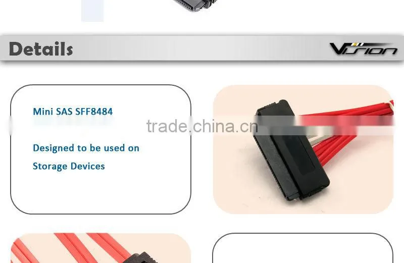 1m High speed Mini SAS SFF8484 32pin to 4xSATA 7pin cable
