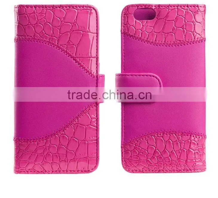 Concise design PU flip mobiles cover with card slot phone case for iphone 6