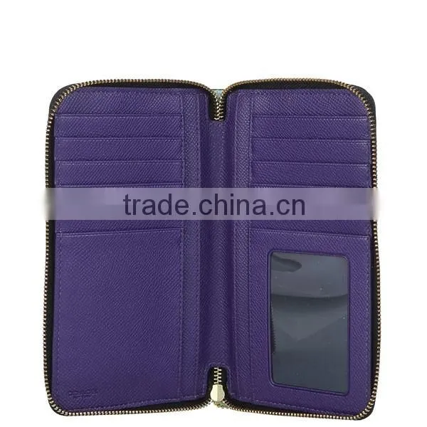 2016 Fahsion Custom Embossed Handmade Luxury Women Zipped Cheap Genuine Leather Wallet Lady