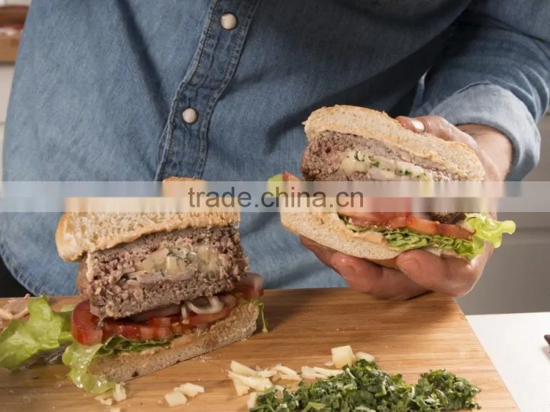 Everybody note that With our hamburger press it's easy to make your favourite patties in just 3 steps.