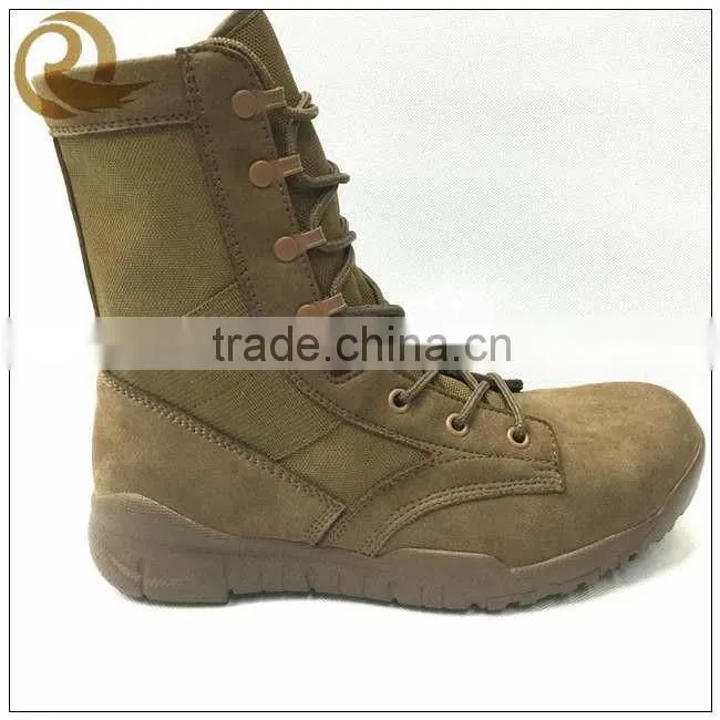 Yiwu army lightweight leather tan fashion tactical military combat boots