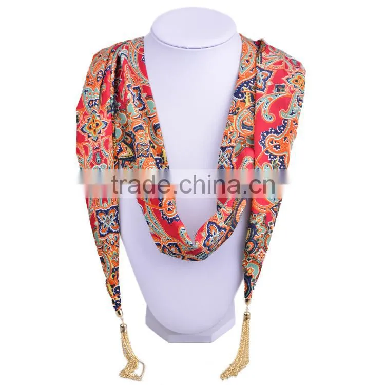 2016 Spring chiffon women new design silver tasseled multifunctional scarf
