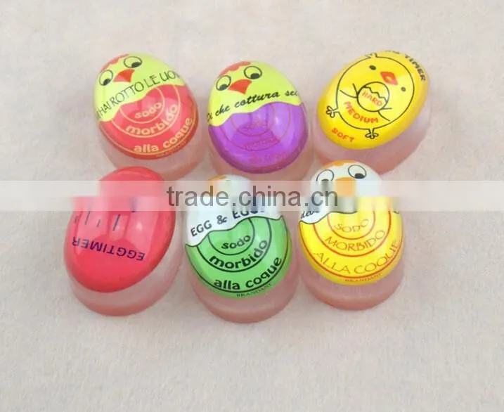Hot sell fashion temperature controlled colour changing egg timer FDA egg shape kitchen timer