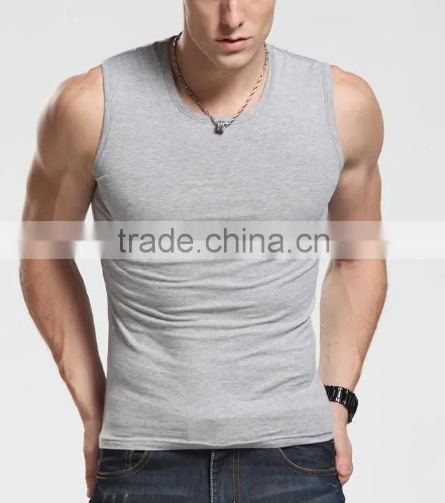 High quality custom design 100% Cotton Fabric cool men tank top