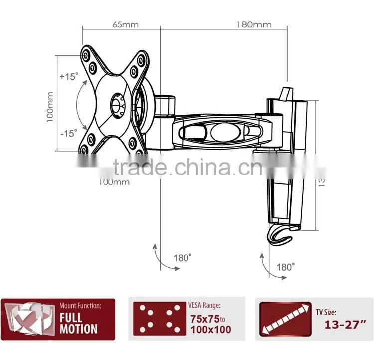 aluminium adjustable TV mounting bracket for 13"-27" screen TV