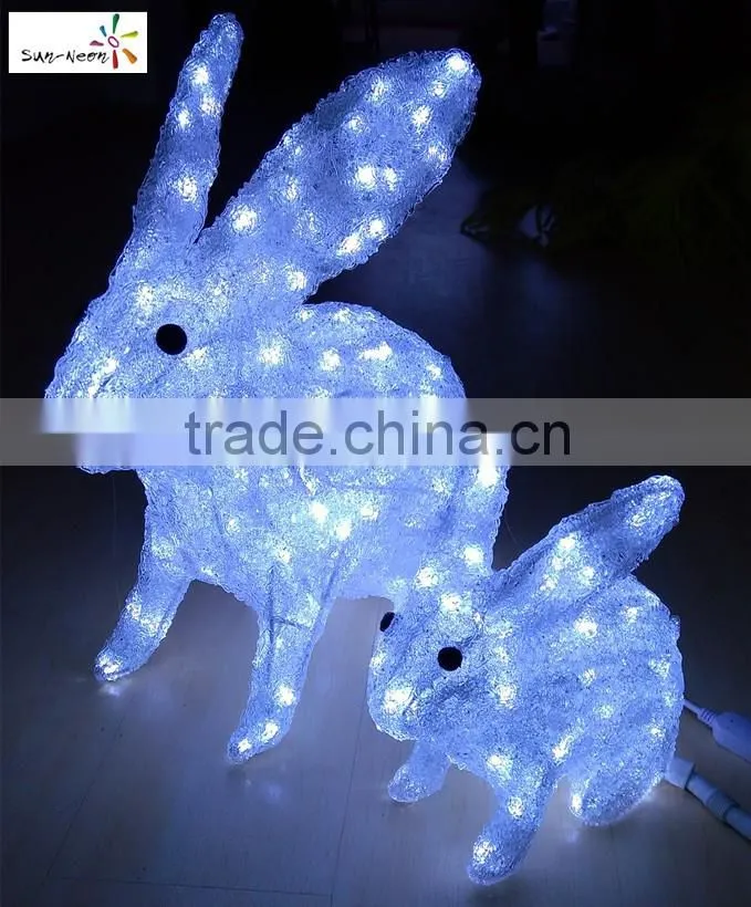 High quality with RoSH CE rabbit shaped decoration led motif light rabbit statues garden decoration home decor led light