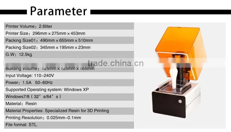 3D Printer SLA Supplier jewelry design with Methacrylate Photopolymer Resin