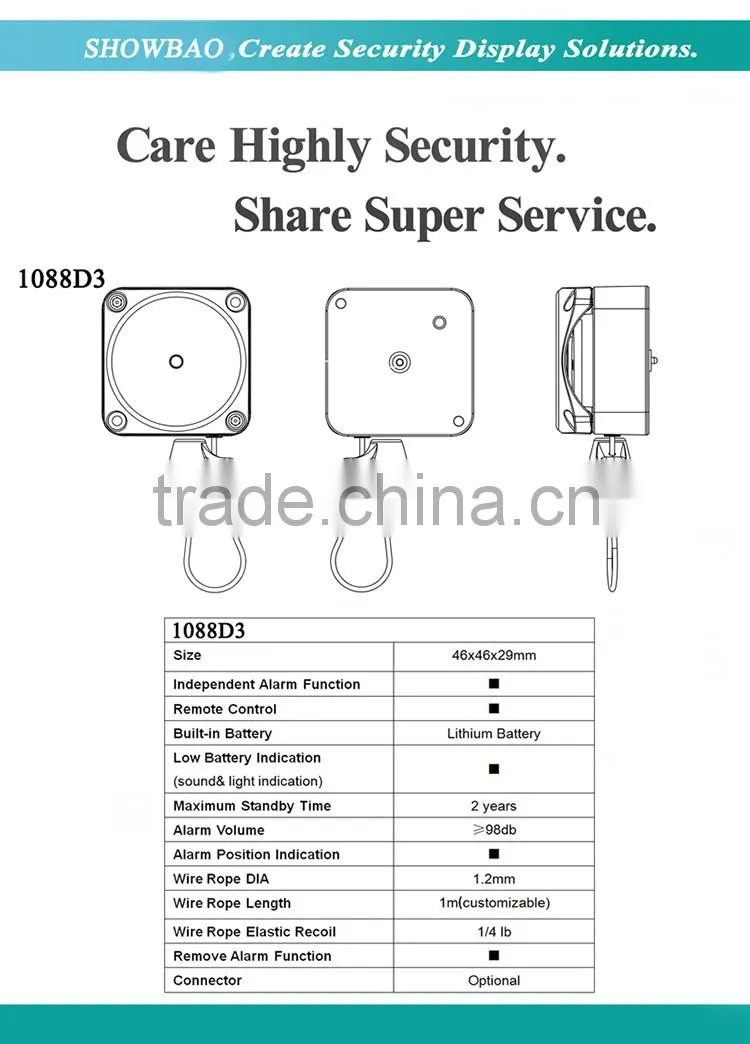 2016 bluetooth alarm anti theft lock mobile phone security alarm display holder DX1088D3