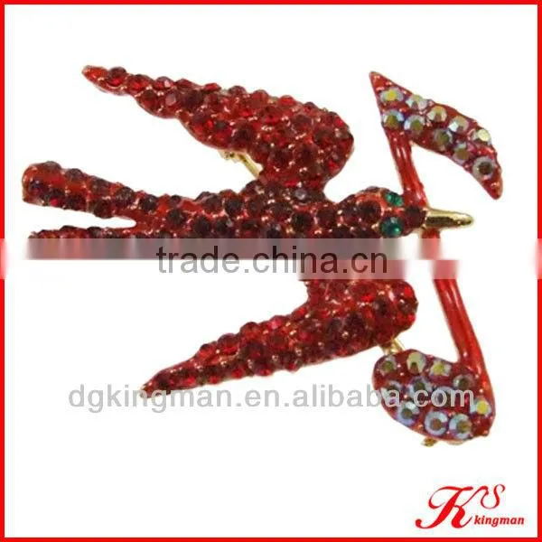 Purple Swallow Crystal Brooch Pin