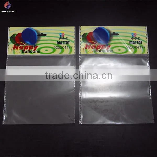 Custom printed bopp header plastic bag with euro slot and permanent tape for balloon packaging