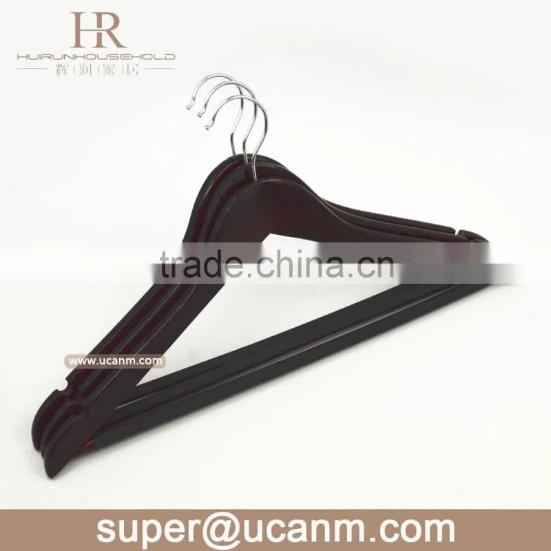 HRW-3013M cheep wood suit hanger with plastic tube wood bar