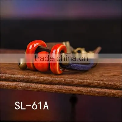 genuine leather porcelain face bracelet
