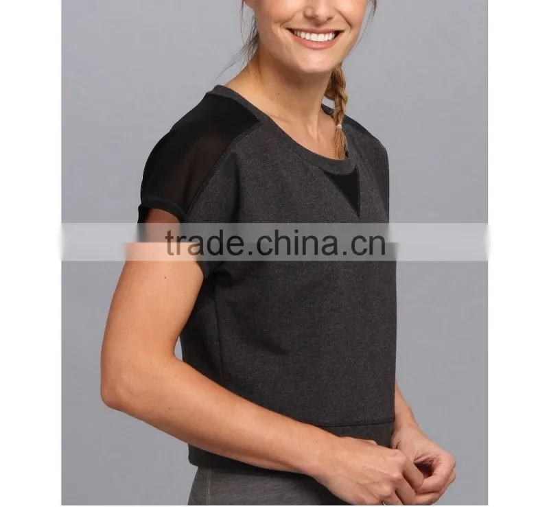 Ramax Custom Women Sports French Terry Wholesale Crewneck Short Sleeve Sweatshirt Tops