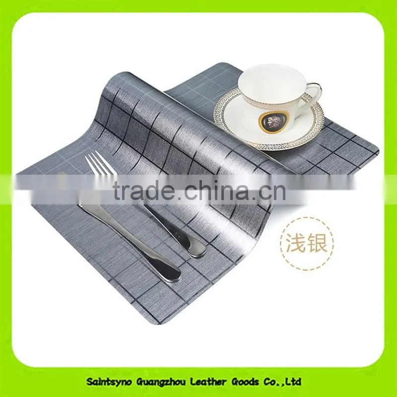 Shinning PVC leather Printing Coaster, Anti-oil Leather Coffee Table Pad 16024