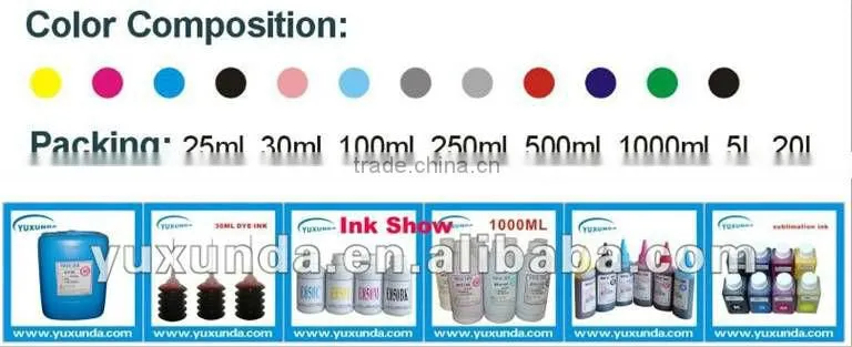 Yuxunda high quality dyes and pigments ink for ciss system