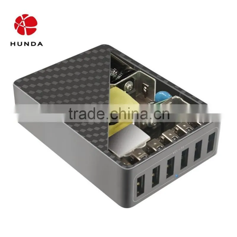 HUNDA 6 Port Desktop Charger USB Station 40W-60W 6-port USB Hub for Iphone 6/6 plus