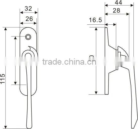 90910307 Half moon lock Sliding window lock winow handle Gold-plated