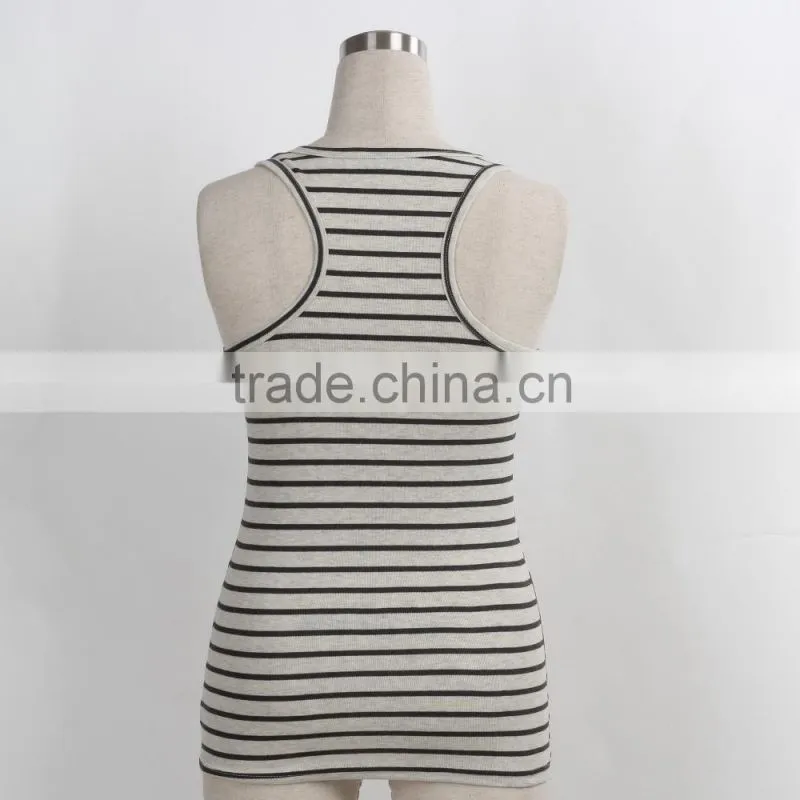 F5S15001 Stripe Design Ladies Wholesale Tank Top Manufacturer for 2016 Summer