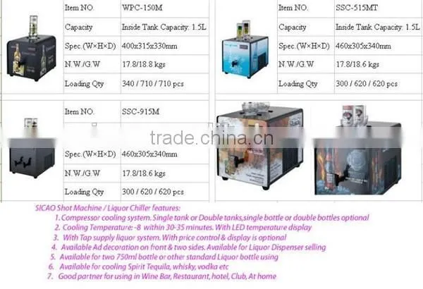 Hight Quality 1, 2 Bottle Cold Liquor Dispener with cooling system