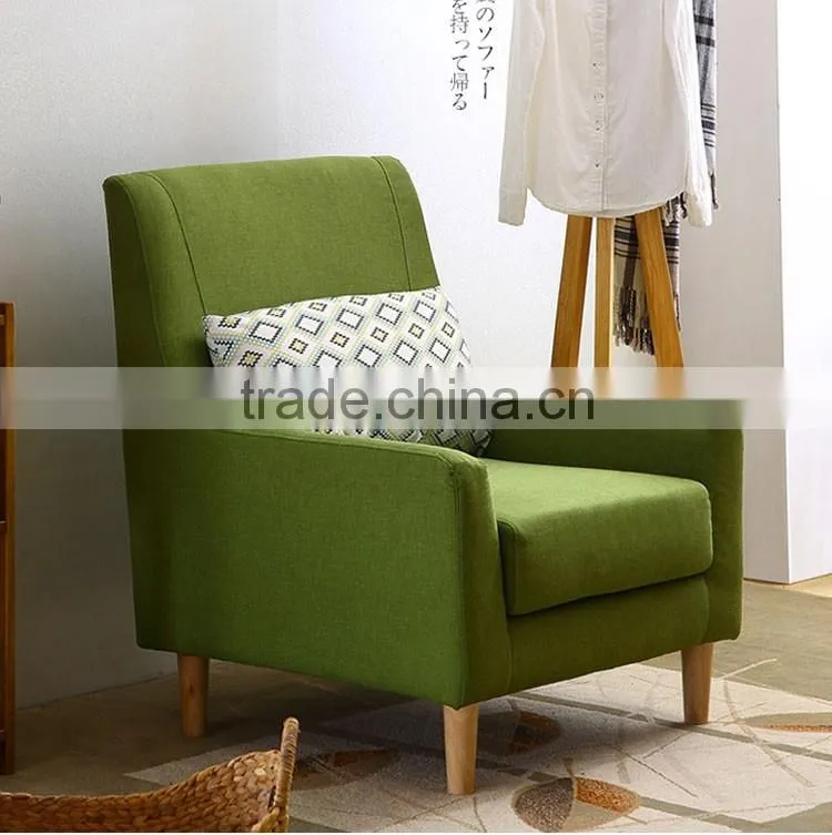 modern nordic style fabric upholstered armchair with wooden legs for living room furniture