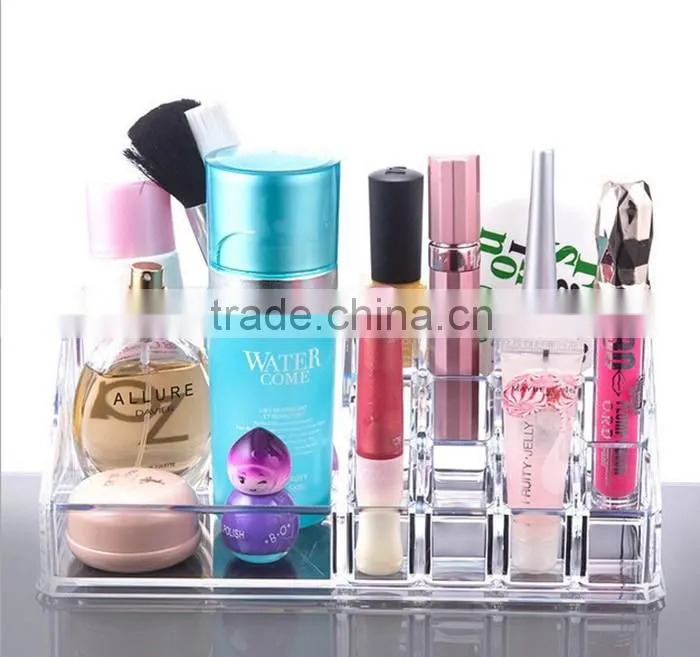 High quality low price clear acrylic cosmetic display case with drawer