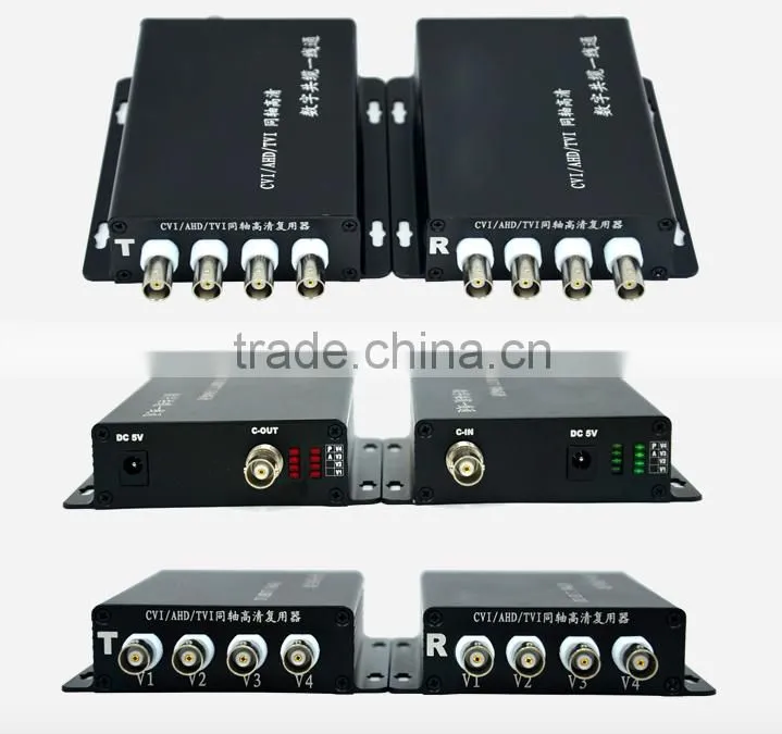 4ch AHD/CVI/TVI/Analog video extender over one coaxial cable