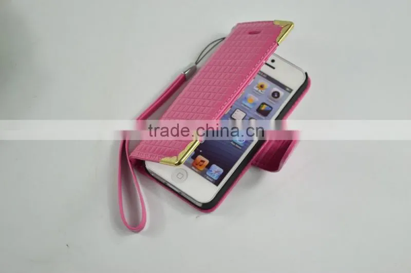 2016 Beautiful and Cute Style PU Leather Case for iphone6 with Big Magnet, Card slots and sling