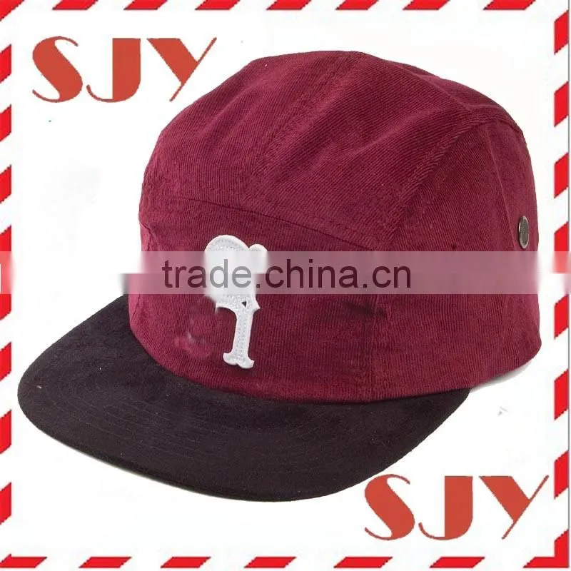 Mix-tone floral design leather patch custom 5 panel golf hat