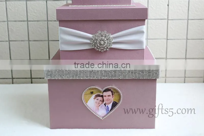 Elegant wedding gift card holder 3 tier white wedding card box wholesale