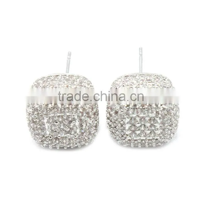 925 silver cubic zircon stud earring white CZ jewelry factory price