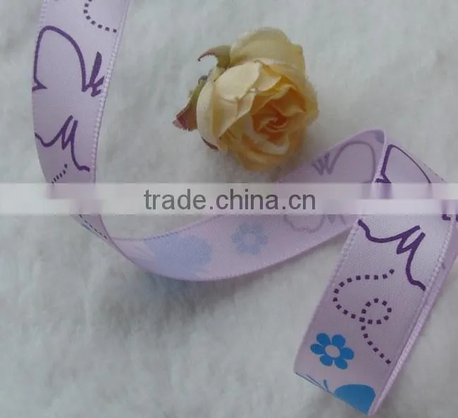Cute butterfly grosgrain ribbon,5/8 inch with single-side printed animal,Children's hair accessories,100yards / roll.