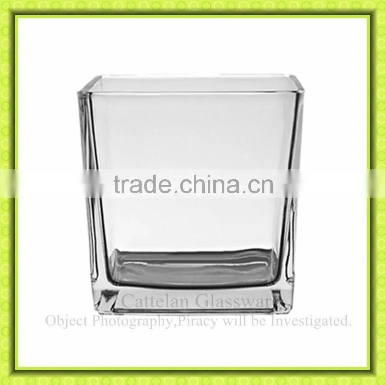 Square straight high clear glass vases glass flower pot eco-friendly feature for decoration