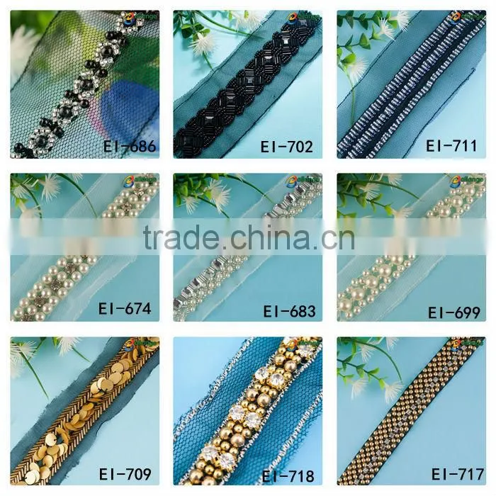 fashion handmade best price embroidered beaded borders for dresses