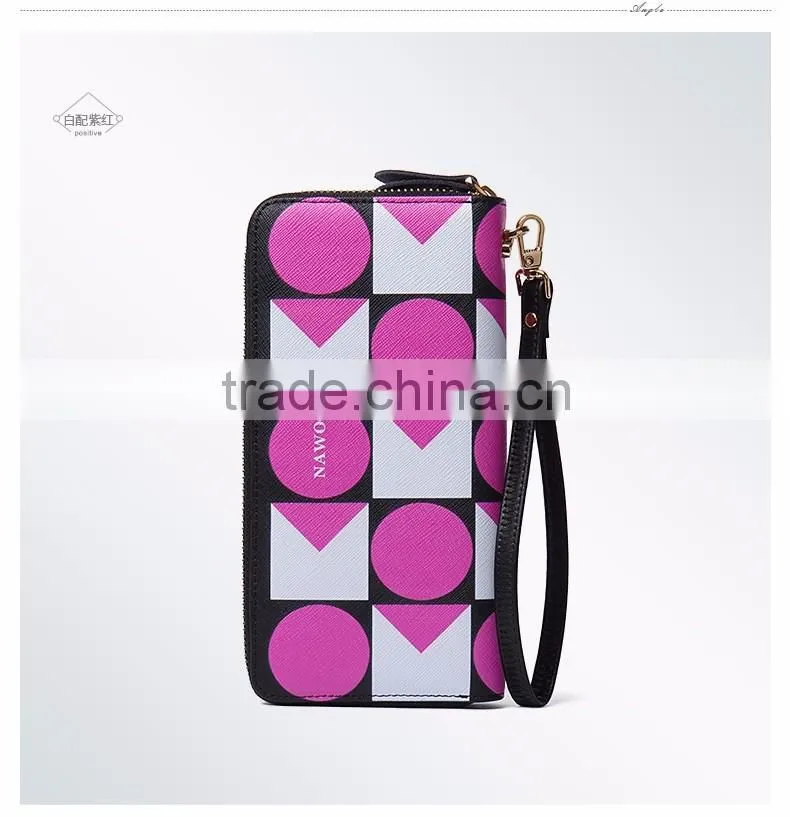 zipper ladies long purse leather clutch for coin and cell phone