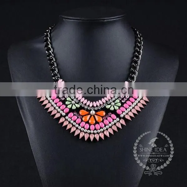 high quality vintage rhinestone chunky statement necklace tin alloy fashion women pendant necklace 6390089