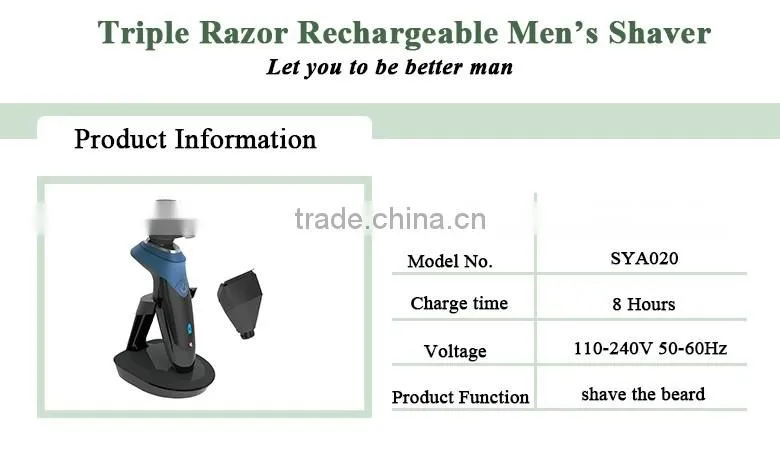 Newest Hight Quality Rechargeable 3-head beard trimmer electric shaver made in china