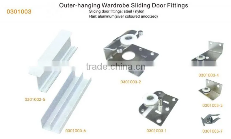 Outer-hanging wardrobe sliding door fittings