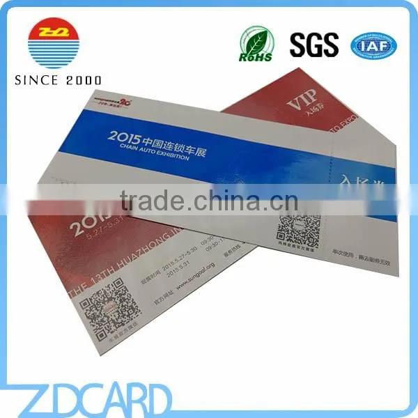 Cusomized Printing 13.56mhz Paper RFID Entrance Ticket