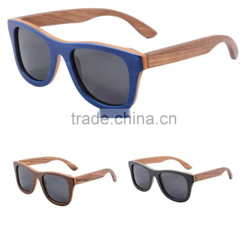 Custom engraving logo recycled skateboard wood sunglasses