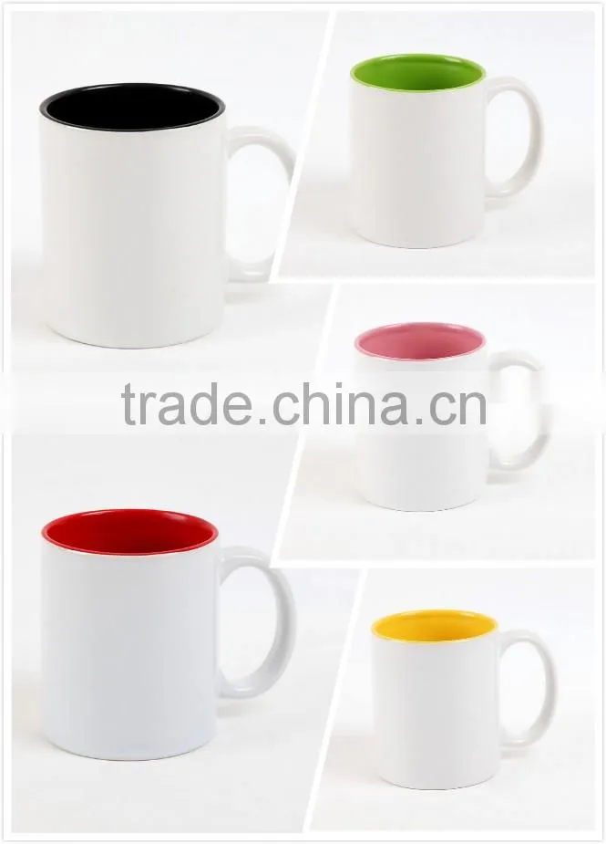 Wholesale 11oz White Sublimation Inner Colorful Mug for Sublimation Transfer Machine
