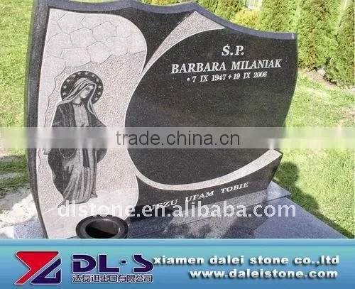 Black stone angel headstones
