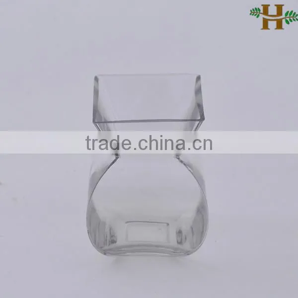 Clear flared square glass vases
