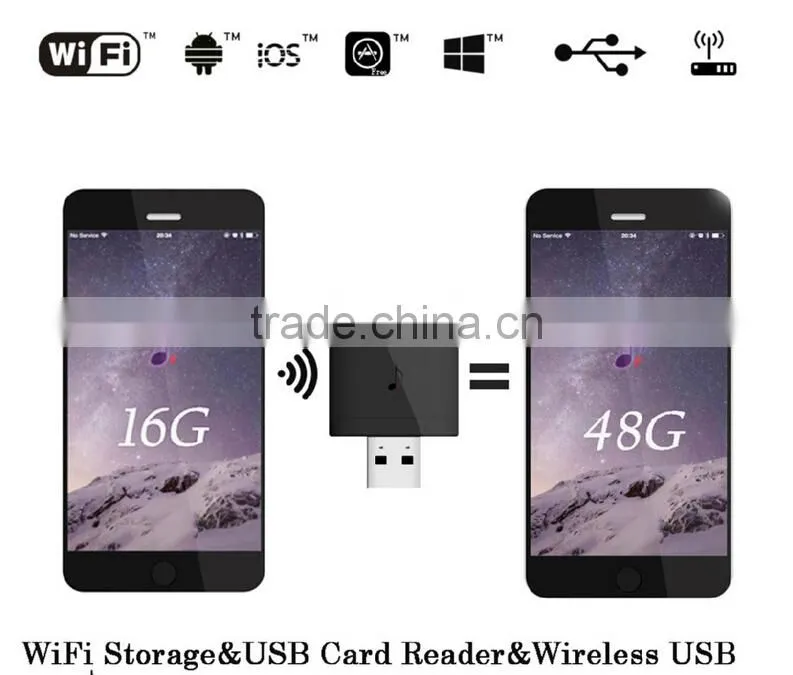 2015 Newest Wireless sd Card Reader Support for Android /ios systerm wifi sd card reader USB interface