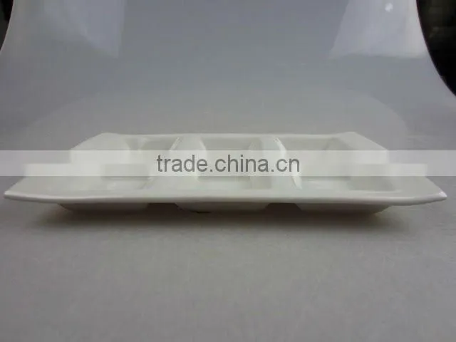 Stock white porcelain six division sauce dish