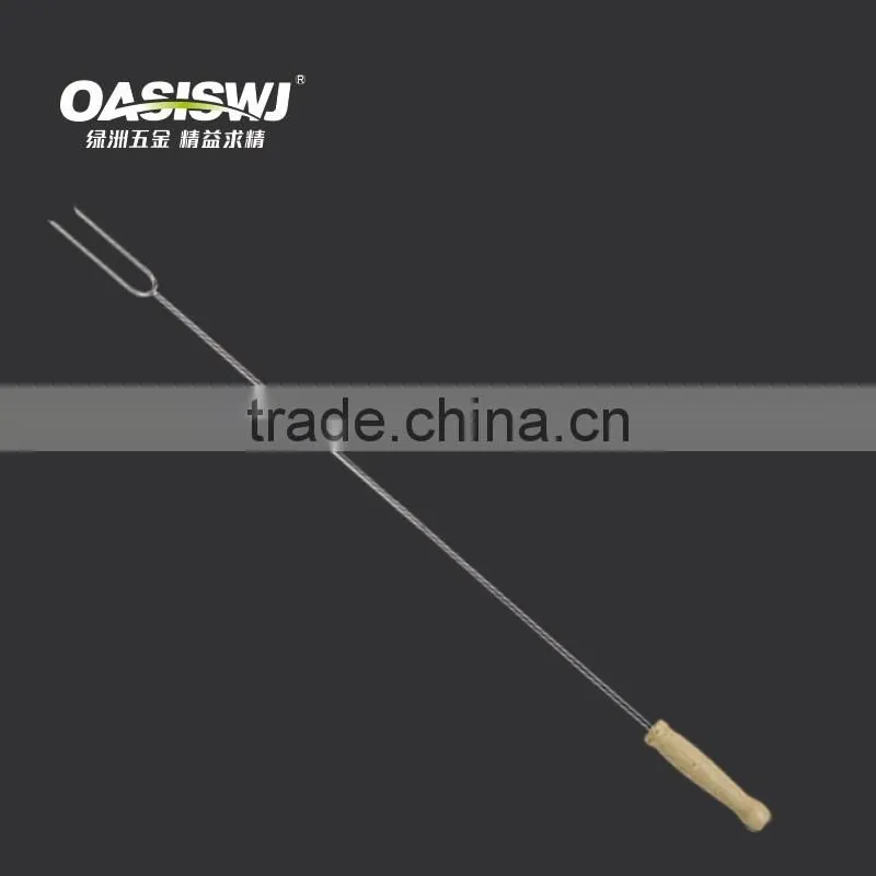 hot dog BBQ Safety Fork with wood handle