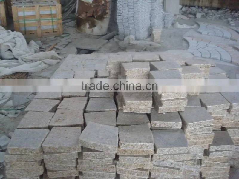Fan Shape Granite Paving Stone Mixed Color Driveway Paving Stone