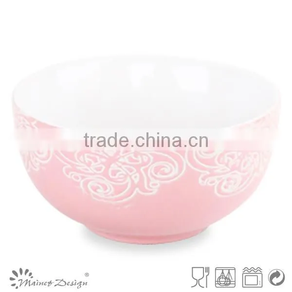 New products wholesale silk screen flower ceramics cereal bowl