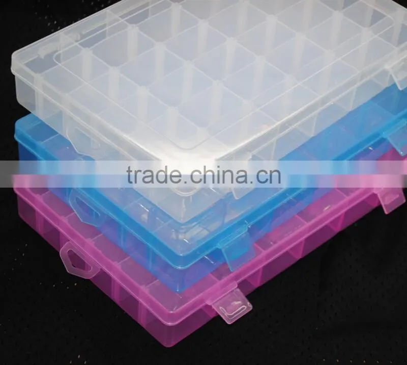 36 compartments Clear PP Plastic DIY Tool Organizer Storage Box with Adjustable Dividers