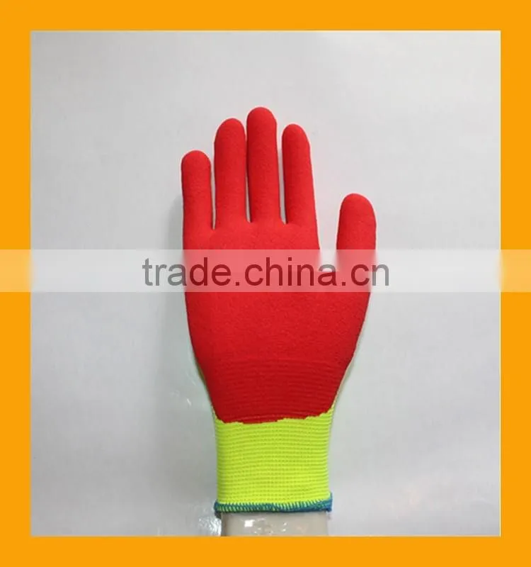 15G Thicken Nylon Sandy Nitrile Double Dipped Oil Field Work Gloves