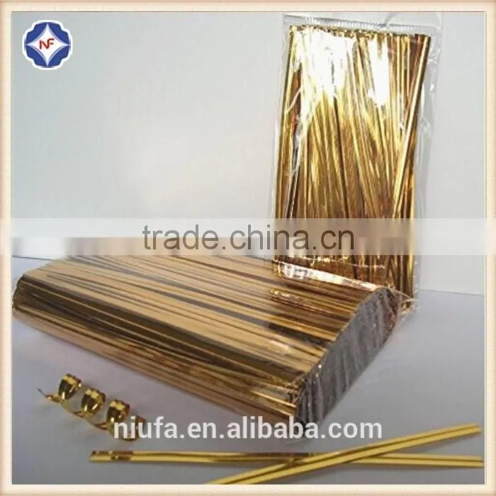 Light pink colored metallic twist tie roll for bamboo decoration candy lollipop food bag packaging